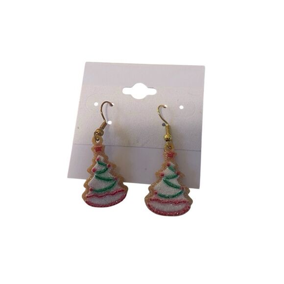 Frosted Christmas Cookie Tree Earrings. - Picture 5 of 6